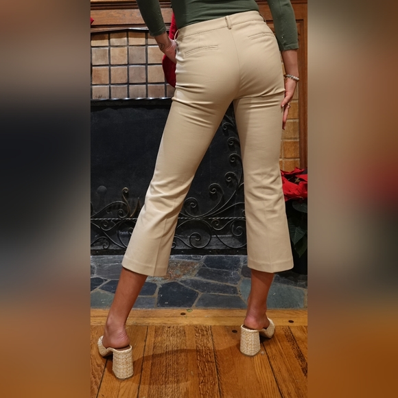 Chelsea28 Olivia Palermo Stiched Crease Crop Pants Biege sz 2 - Picture 4 of 12